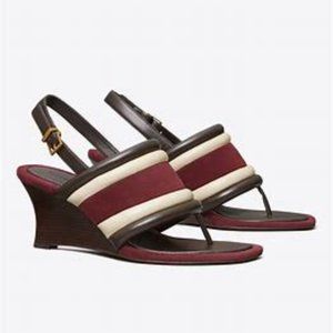 Tory Burch $358 136328 Puffy Wedge 65MM Coco New Cream Sz 6.5 NIB!